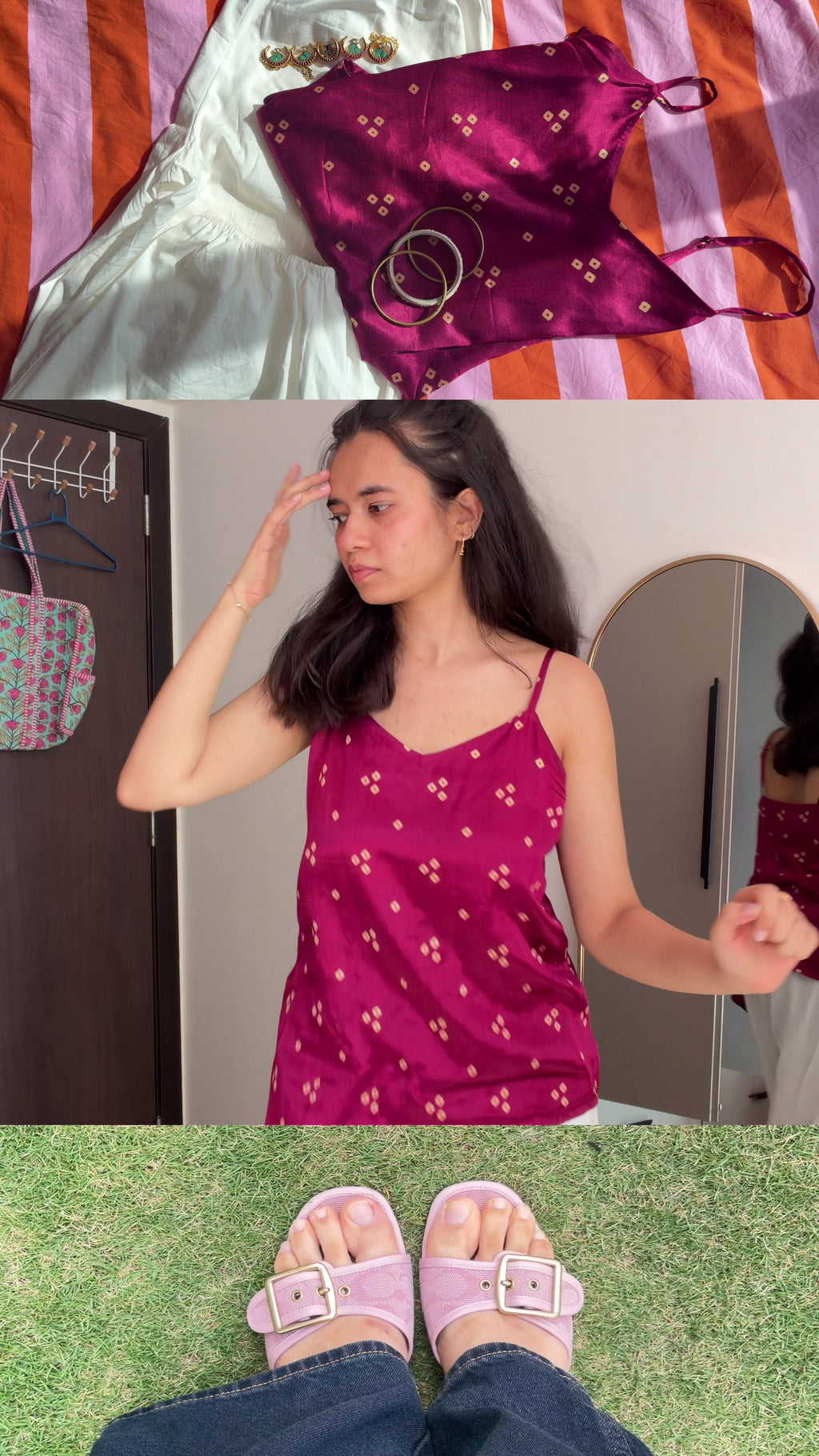 Leher Gaji Bandhani Asymmetrical Top